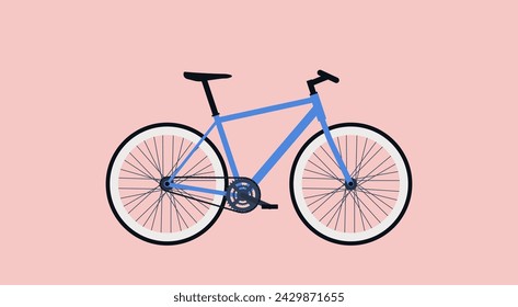 Modern City Bicycle or Fixed Gear Bike, Sport and Relaxation Concept, Flat Vector Illustration Design
