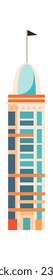 Modern City Building With Flag Vector Illustration