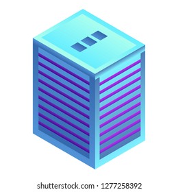 Modern city building icon. Isometric of modern city building vector icon for web design isolated on white background