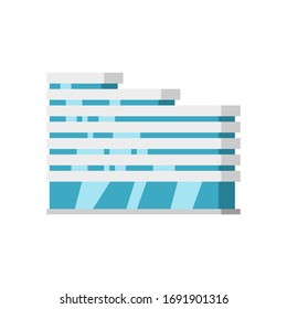 Modern city building, isolated vector flat cartoon illustration. Tower and office, city architecture, house business apartment