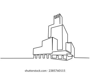 Modern City building logo design inspiration, apartment symbol. Continuous one line drawing. Logo concept abstract for company and business. Design graphic vector illustration