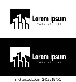 Modernes City Building Logo Design, luxuriöse und einfache Stadtarchitektur