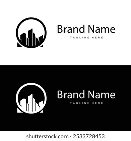 Modern City Building Logo Design, Luxurious and Simple Urban Architecture
