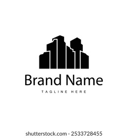 Diseño moderno del logotipo del edificio de la ciudad, arquitectura Urbana lujosa y simple
