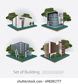 Modern City Building Perspective Vector Illustration