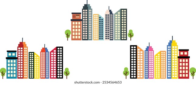 Edifício moderno da cidade, Paisagem urbana da cidade, Ilustrações do centro da cidade, Ícones da cidade e clipart, Pacote de ilustrações da cidade isométrica, Clipart de cena de rua urbana, Ilustrações de infraestrutura de bairro set