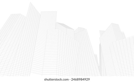 Modern city buildings architectural 3d rendering
