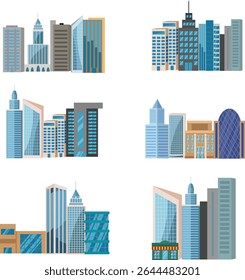 Modern City buildings groups set collection vector design