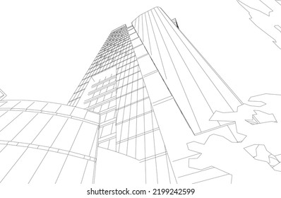 Dibujo vectorial de edificios urbanos modernos