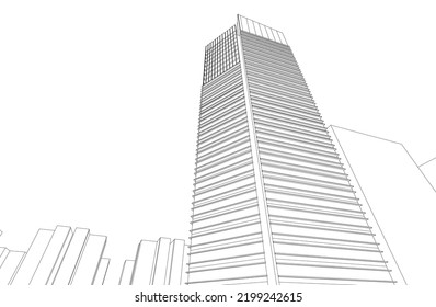 Modern city buildings vector drawing