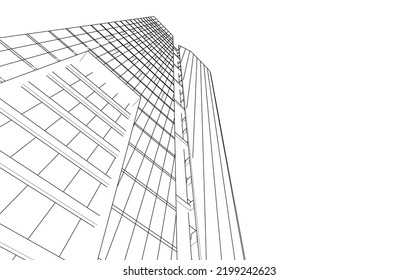 Modern city buildings vector drawing