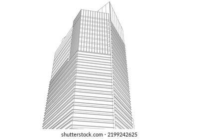 Modern city buildings vector drawing