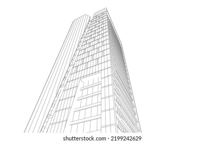 Modern City Buildings Vector Drawing Stock Vector (Royalty Free ...