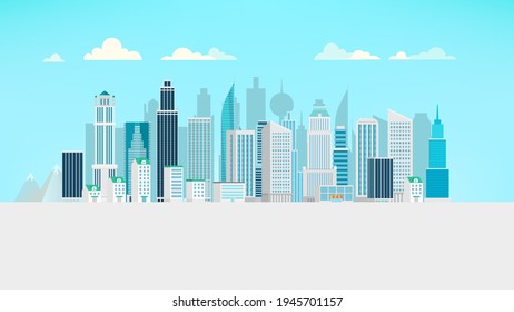 Modern city cityscape with skyscrapers in the morning 