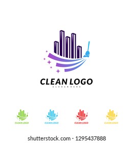 Modern City Cleaning Logo Design Concept. Building Cleaning Logo Template