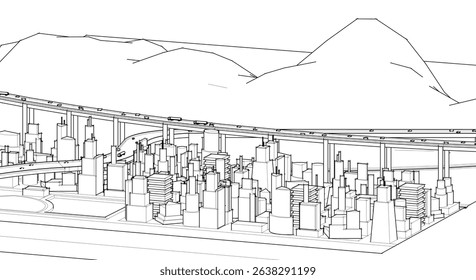 modern city concept highway 3d illustration