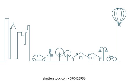 Modern city concept in linear style design