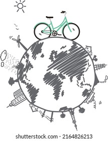 Modern City and country, Touring Bike, vector illustration