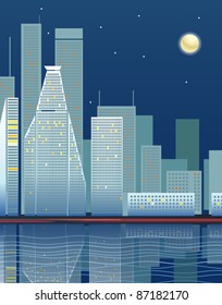 Modern city district vector illustration