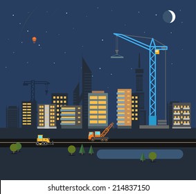 Modern city flat design illustration 