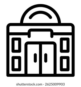 Modern city hall building with large double doors is open for citizens