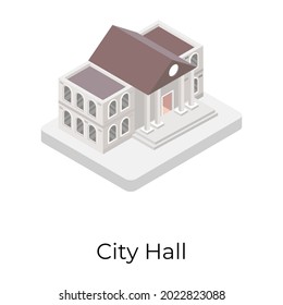 Modern city hall icon in isometric vector download