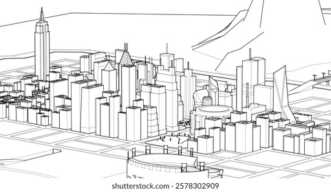 modern city industrial landscape 3d