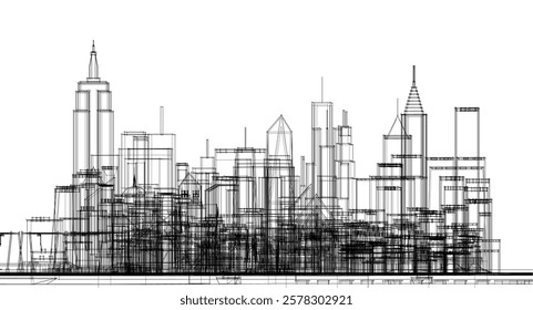 modern city industrial landscape 3d