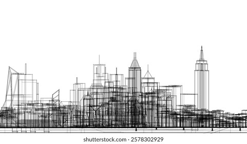 modern city industrial landscape 3d