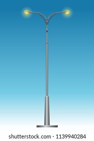 Modern city lamppost with two lamps. Vector illustration