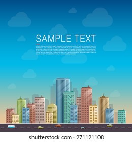 Modern city landscape background, City flat cover art, Beautiful vector background