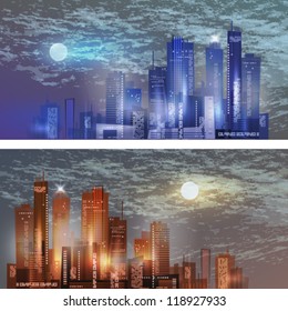 Modern City landscape in moonlight