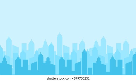 Modern city landscape vector background for web design. City skyline illustration. Horizontal Urban landscape.