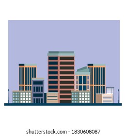 Moderno paisaje de la ciudad Ilustración vectorial plana