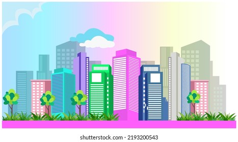 Moderna ciudad paisajismo ilustraciones vectoriales diseño pintura de elementos de arte vector acuarela
