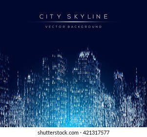 Modern city life abstract background design with geometric shapes. City at night, conceptual vector illustration. Well organized composition.