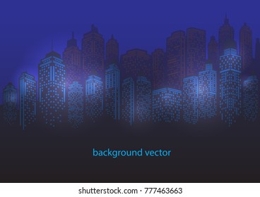 Modern City Lights. city with lighting windows, and in winter time. vector illustration in flat design