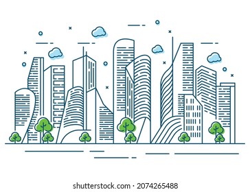 Modern city line illustration design