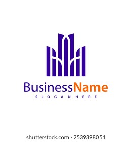 Ilustración vectorial moderna del diseño del logotipo de la ciudad, conceptos creativos del logotipo del edificio