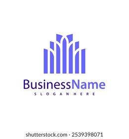 Ilustración vectorial moderna del diseño del logotipo de la ciudad, conceptos creativos del logotipo del edificio