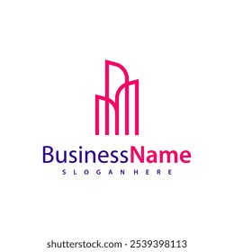 Ilustración vectorial moderna del diseño del logotipo de la ciudad, conceptos creativos del logotipo del edificio