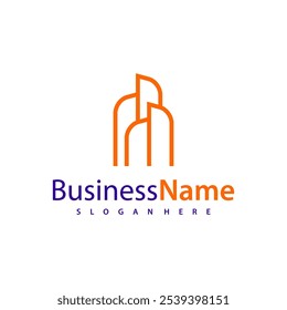 Ilustração do vetor do projeto do logotipo da cidade moderna, conceitos do logotipo do edifício criativo