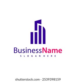 Ilustración vectorial moderna del diseño del logotipo de la ciudad, conceptos creativos del logotipo del edificio
