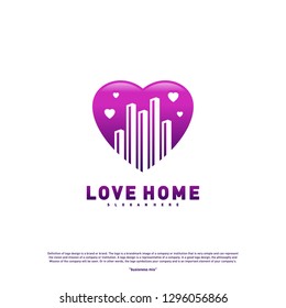 Modern City Love Logo Design Concept. Business Love Building Logo Vector Template