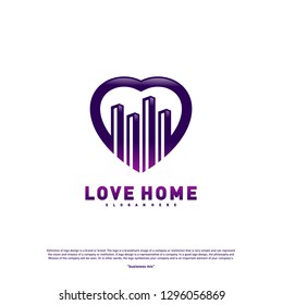 Modern City Love Logo Design Concept. Business Love Building Logo Vector Template
