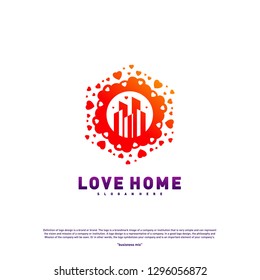 Modern City Love Logo Design Concept. Business Love Building Logo Vector Template
