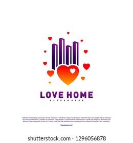 Modern City Love Logo Design Concept. Business Love Building Logo Vector Template