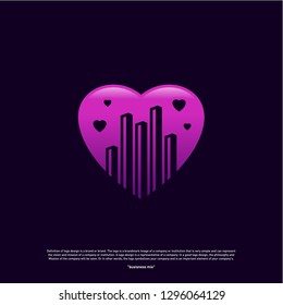 Modern City Love Logo Design Concept. Business Love Building Logo Vector Template