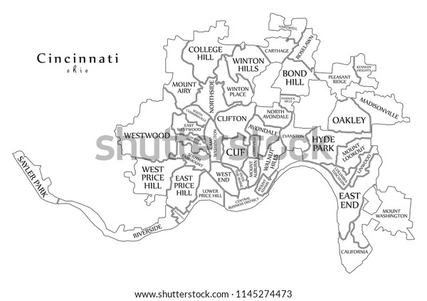 Vector De Stock Libre De Regalias Sobre Modern City Map Cincinnati Ohio City1145274473
