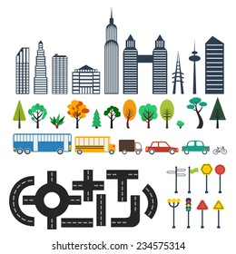 Modern city map elements for creating your own infographic. Map constructor.  Vector illustration